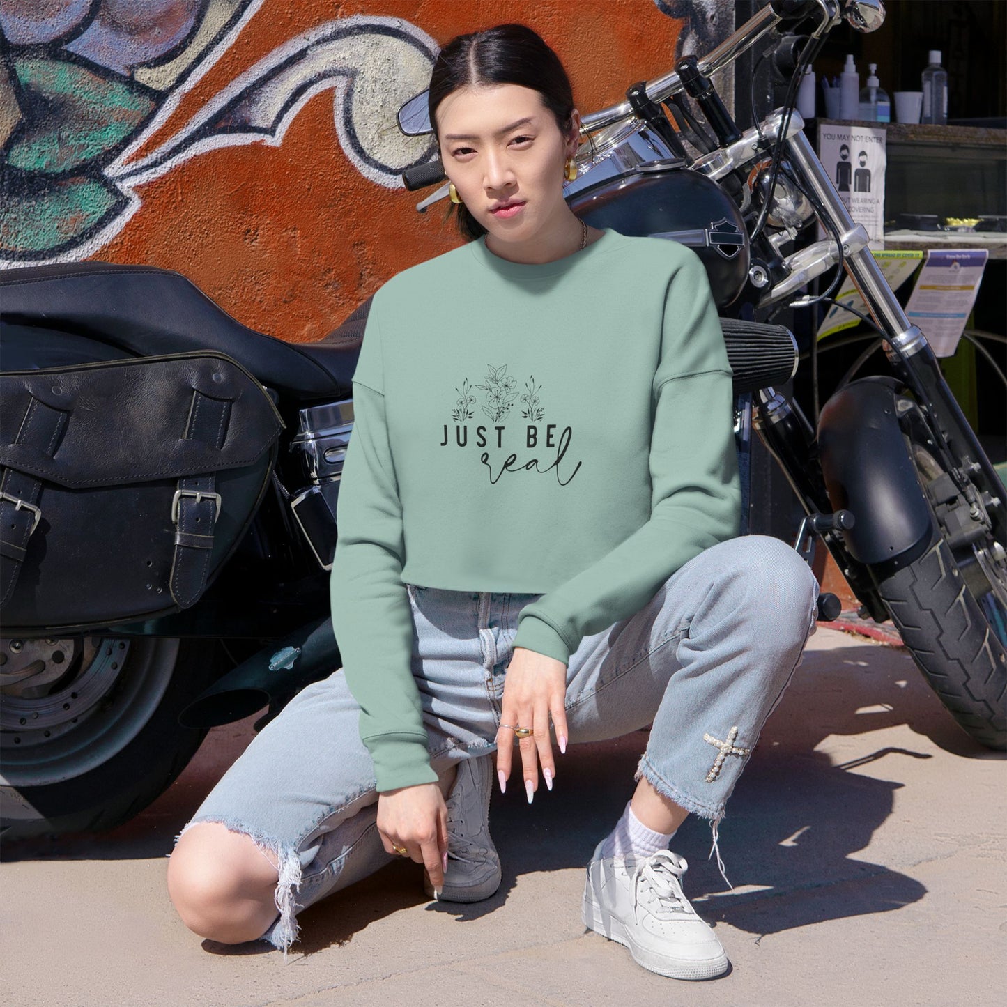 Cropped Sweatshirt 'Just Be Real'
