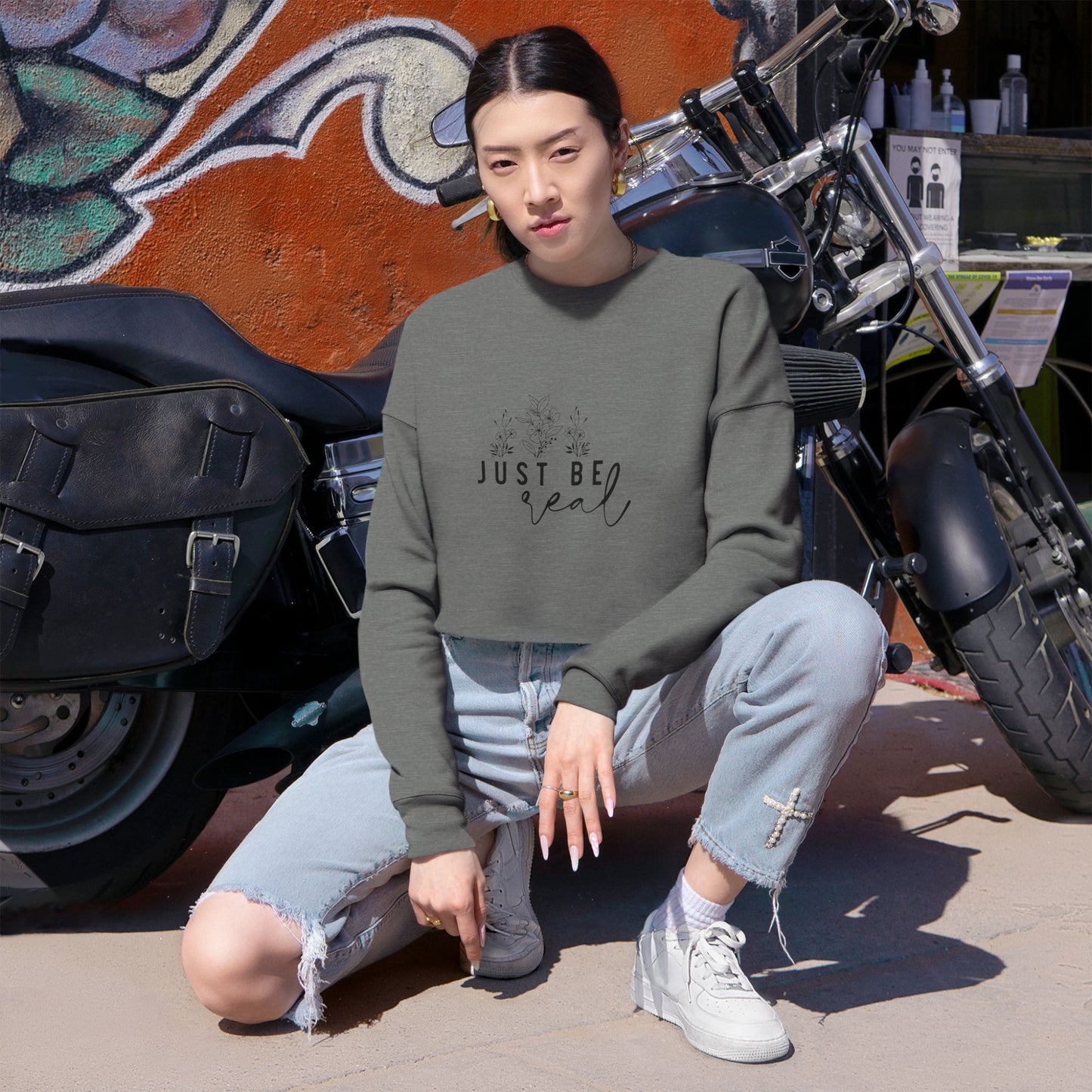 Cropped Sweatshirt 'Just Be Real'