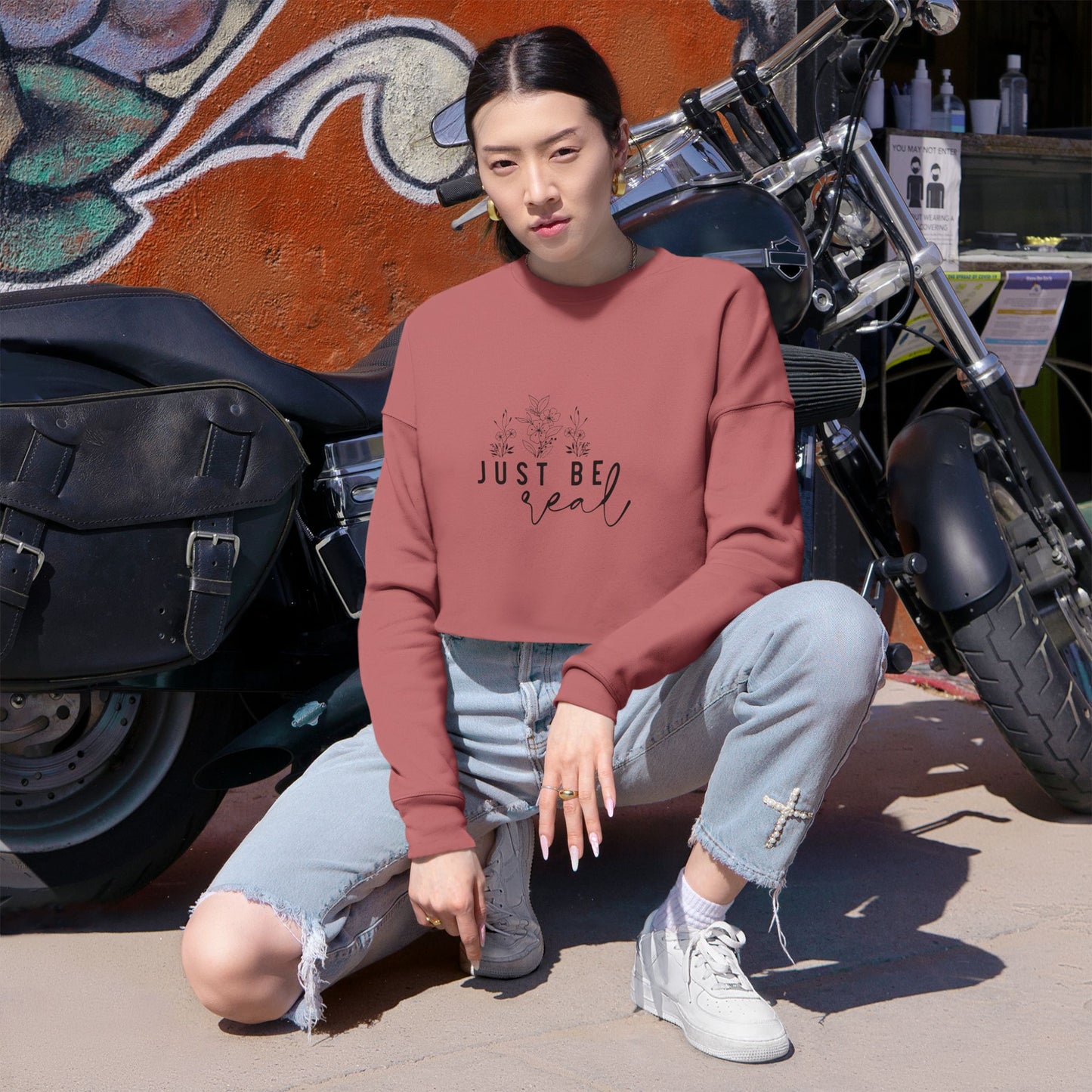 Cropped Sweatshirt 'Just Be Real'