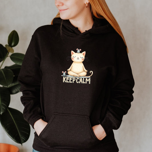 Keep Calm Cat College Hoodie